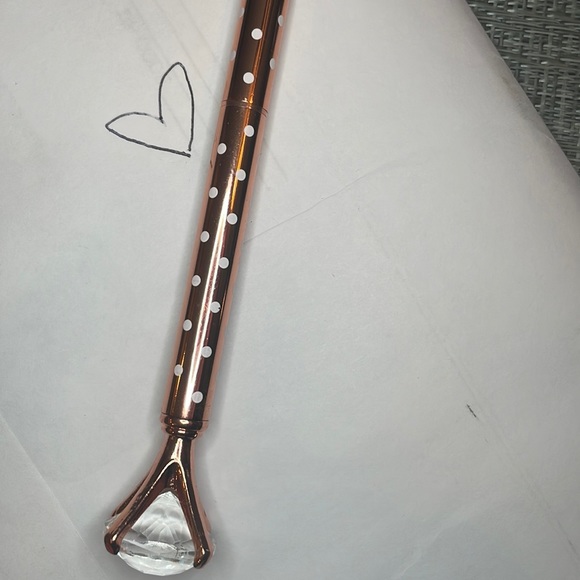 #60 NWT Rose Gold Polka Dot Pen with Diamond Jewel Top - Picture 4 of 16